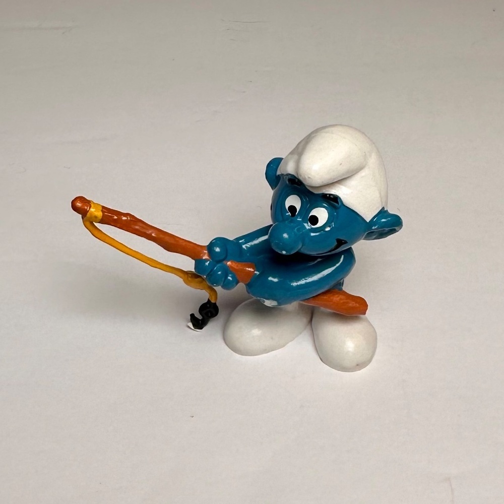 Vintage Fishing Smurf Figure – Bully – West Germany – © Peyo